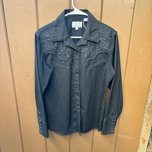 Panhandle Slim Embroidered Snap Button Western Shirt Women's Size Large